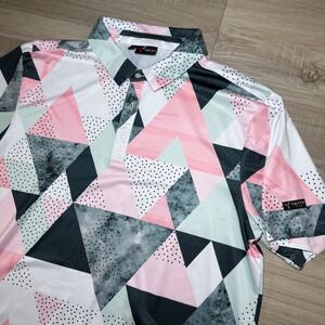 Yatta Golf Performance Polo‎ Shirt Geometric Abstract Print Stretch Size Large